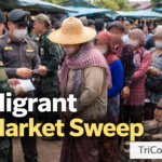 illegal migrant workers detained at a Prachuap market.